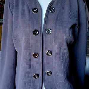 Gray Tailored Peplum Blazer with Textured Fabric